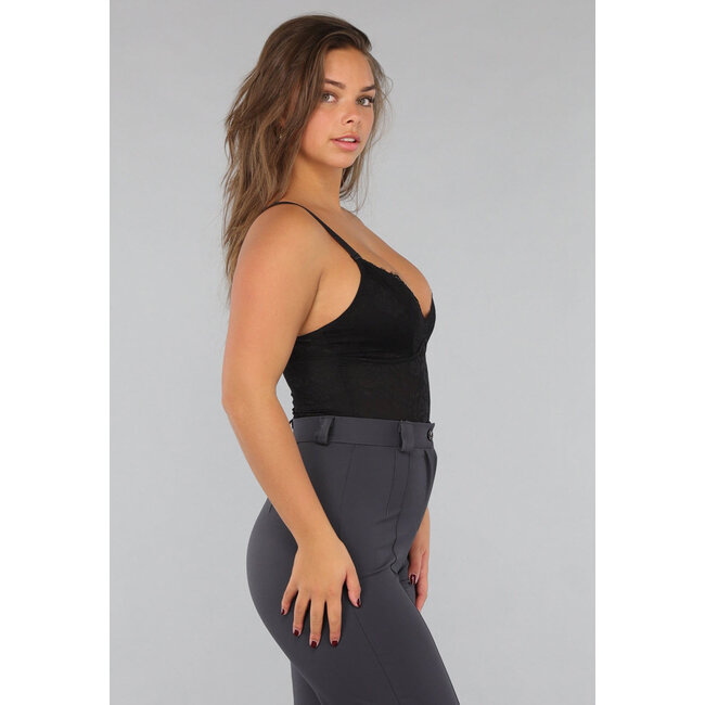 Korrigierender schwarzer Spitzen-Bodysuit