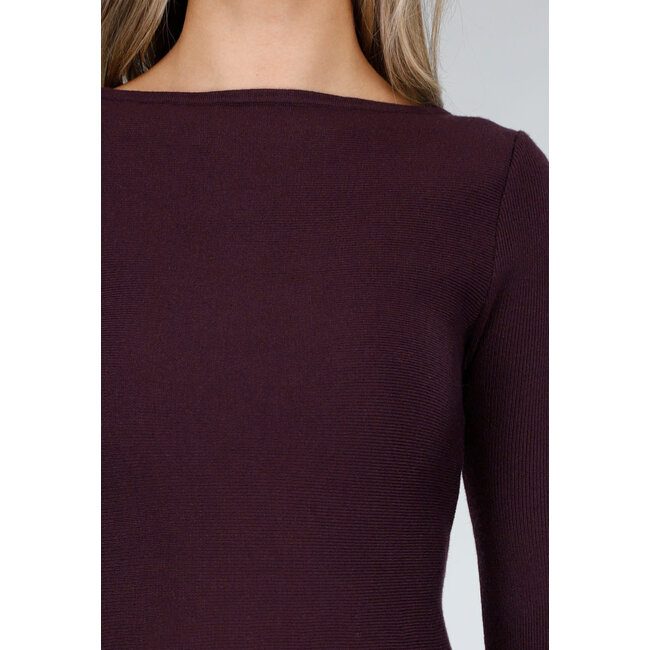 Bordeaux Strickkleid mit langen Ärmeln