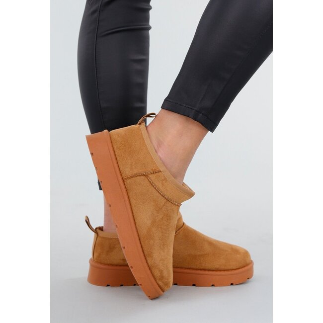 Camel Wildlederoptik Niedrige weiche Stiefel