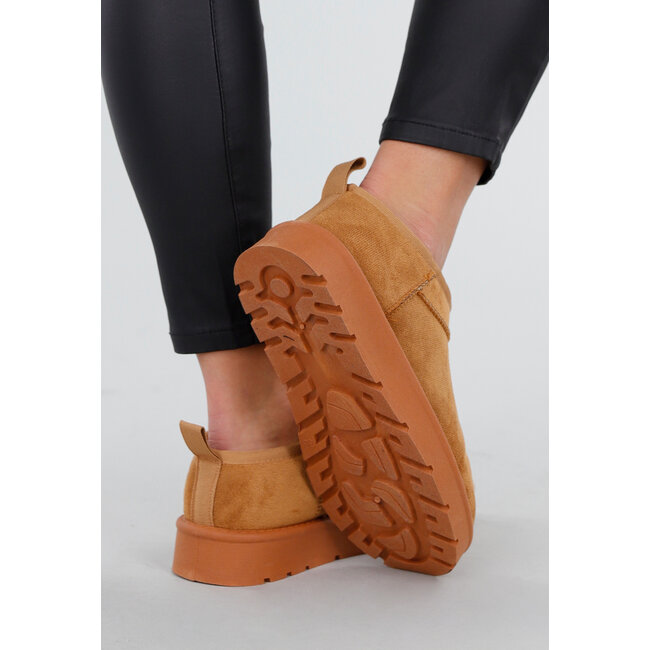 Camel Wildlederoptik Niedrige weiche Stiefel