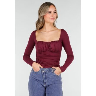 Burgunder Push-Up-Langarmshirt