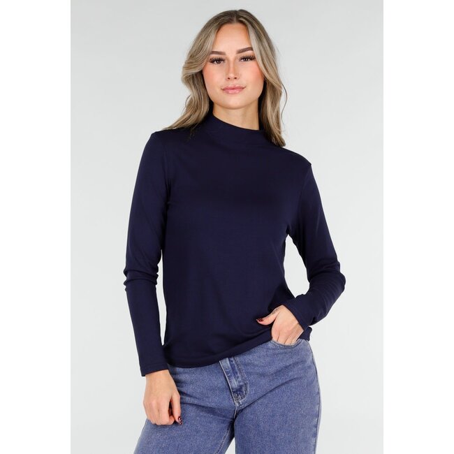Navy Top mit Stretch Langarm