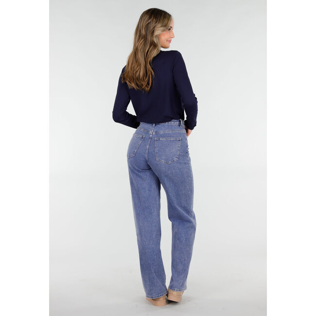 Navy Top mit Stretch Langarm