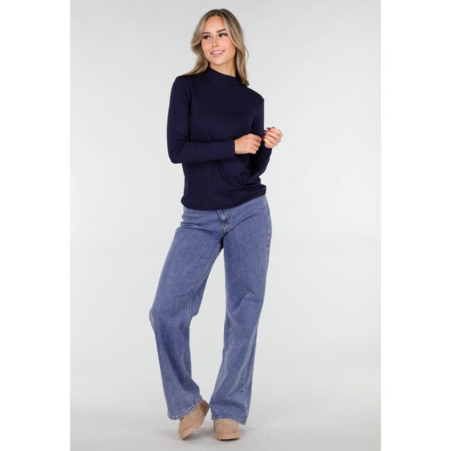 Navy Top mit Stretch Langarm