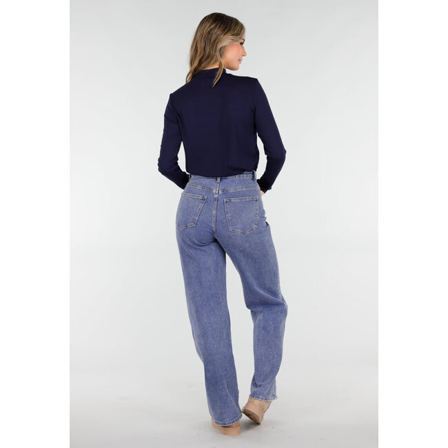 Navy Top mit Stretch Langarm