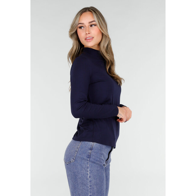 Navy Top mit Stretch Langarm