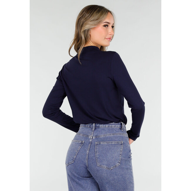 Navy Top mit Stretch Langarm
