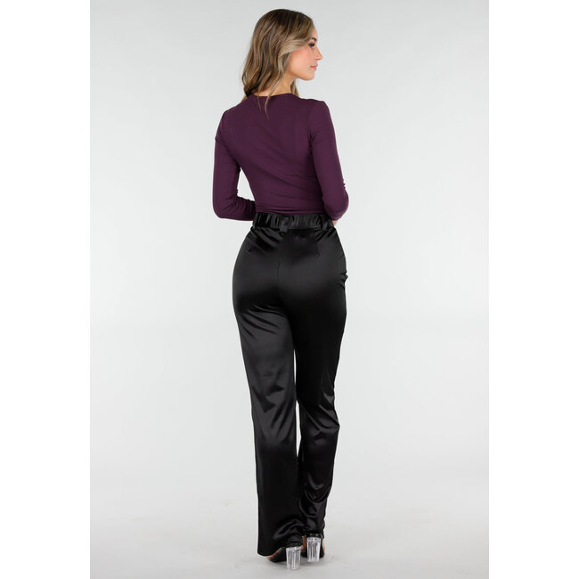 Lila Body mit Stretch und langen Ärmeln