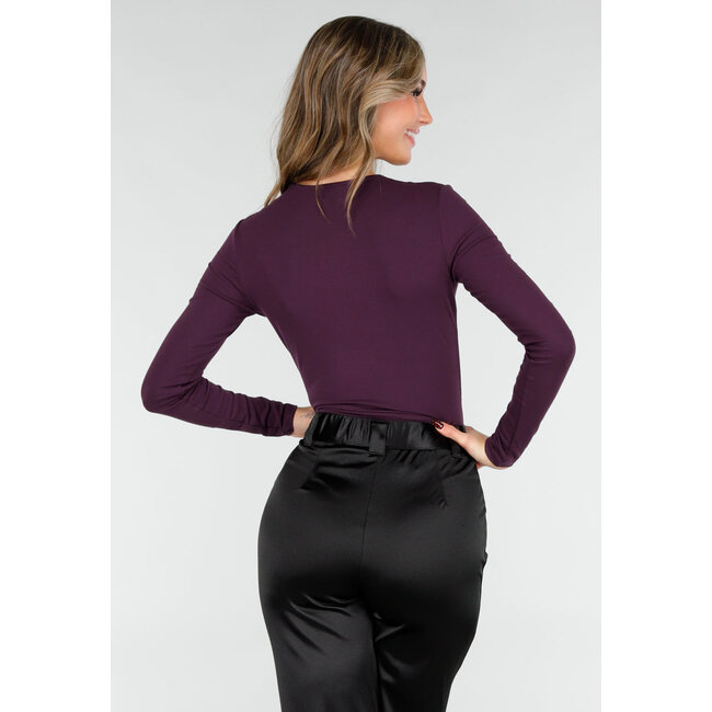 Lila Body mit Stretch und langen Ärmeln