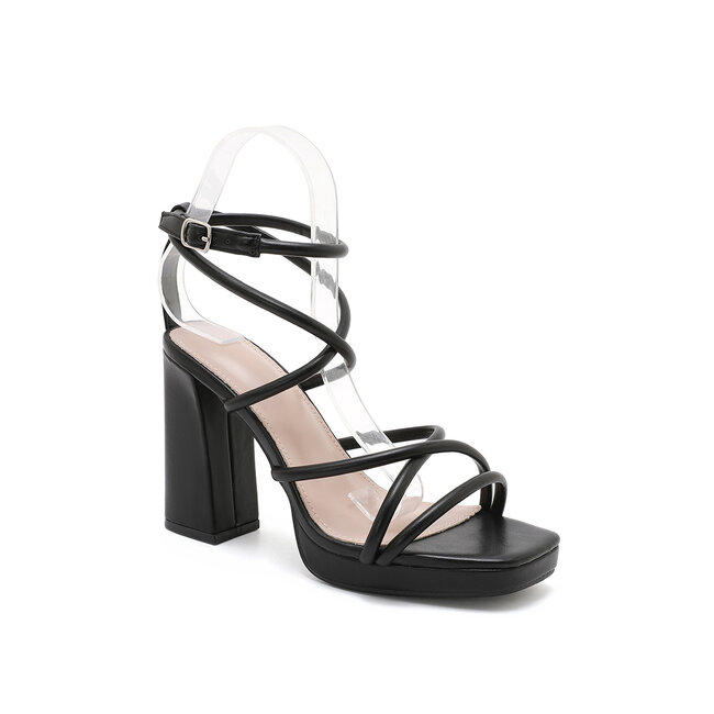 Schwarze Riemchensandalen mit Blockabsatz
