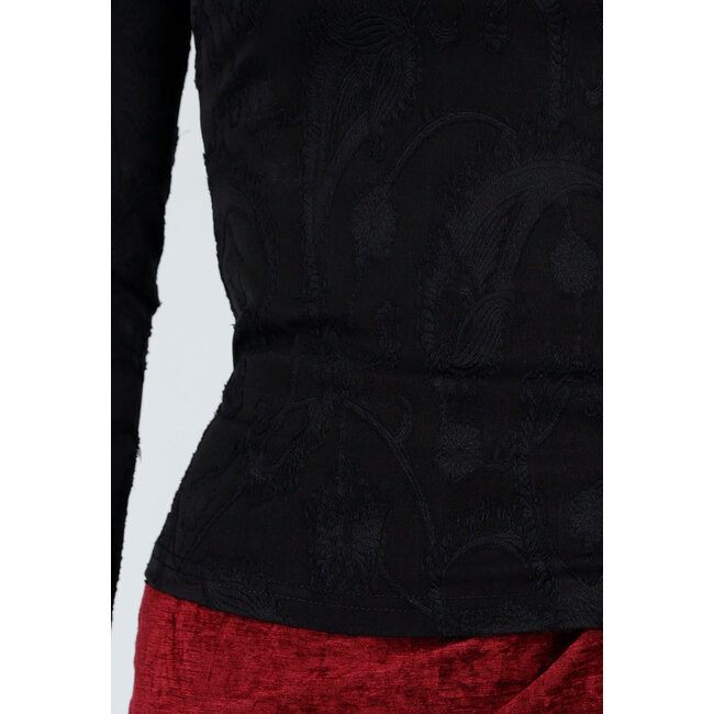 Schwarzes Oberteil mit Jacquardstruktur
