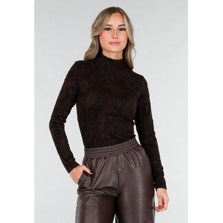 Schwarzes Jacquard-Stretch-Oberteil