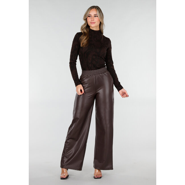 Schwarzes Jacquard-Oberteil mit langen Ärmeln, Rollkragen und Stretchanteil