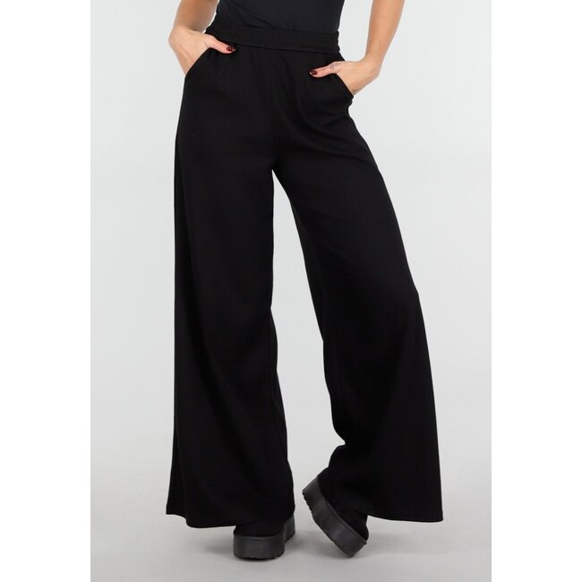 Schwarze Lounge-Hose mit weitem Bein