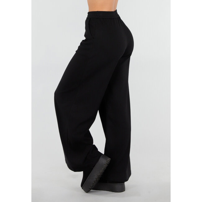 Schwarze Lounge-Hose mit weitem Bein