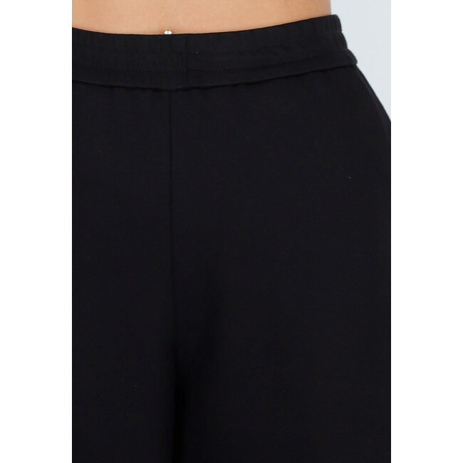 Schwarze Lounge-Hose mit weitem Bein