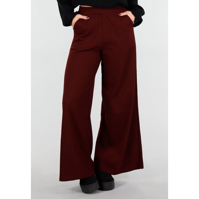 Bordeaux Fleece Lounge Hose mit weiten Beinen