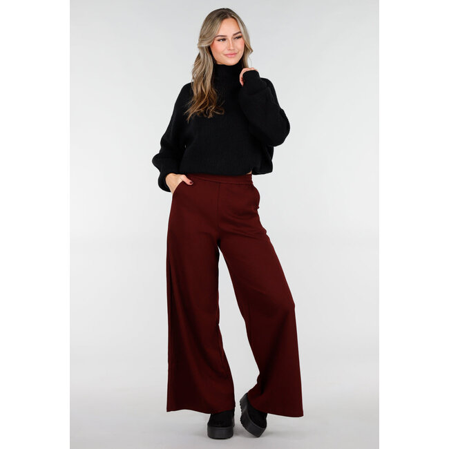 Bordeaux Fleece Lounge Hose mit weiten Beinen