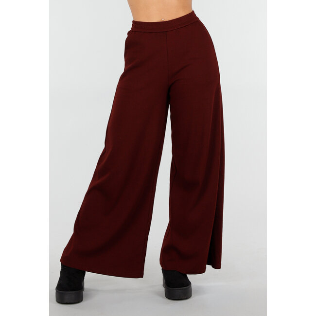 Bordeaux Fleece Lounge Hose mit weiten Beinen