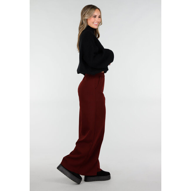 Bordeaux Fleece Lounge Hose mit weiten Beinen