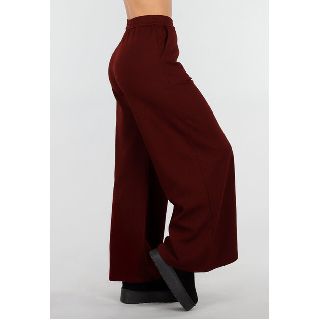 Bordeaux Fleece Lounge Hose mit weiten Beinen