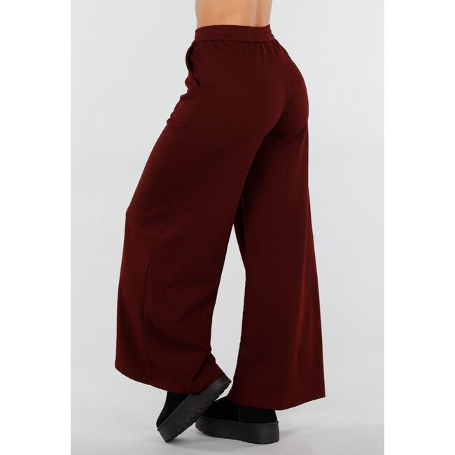 Bordeaux Fleece Lounge Hose mit weiten Beinen