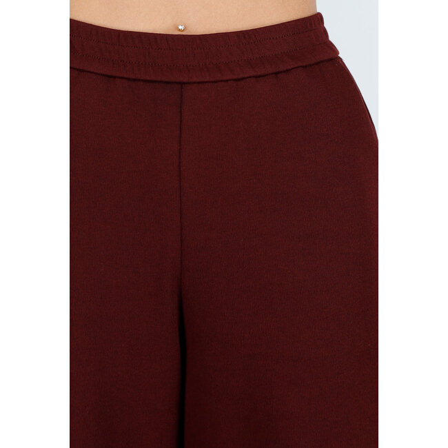 Bordeaux Fleece Lounge Hose mit weiten Beinen