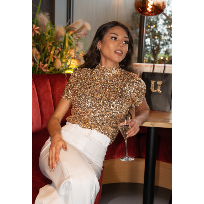 T-Shirt mit Goldglitzer