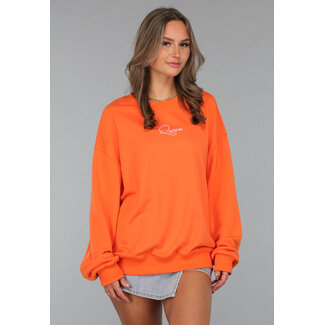 Orange Kings Day Pullover Damen mit Queen Bae Aufdruck