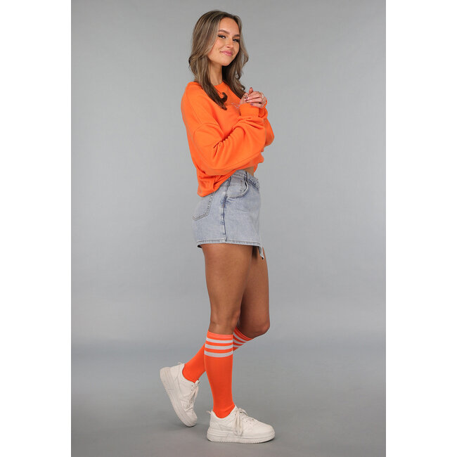 Orange Kings Day Pullover Damen mit Queen Bae Aufdruck