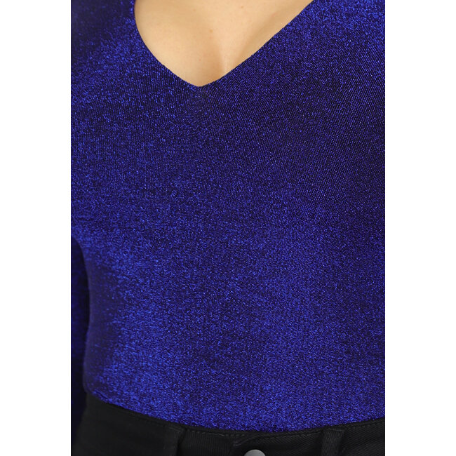 Blauer Glitzer-Bodysuit mit langen Ärmeln