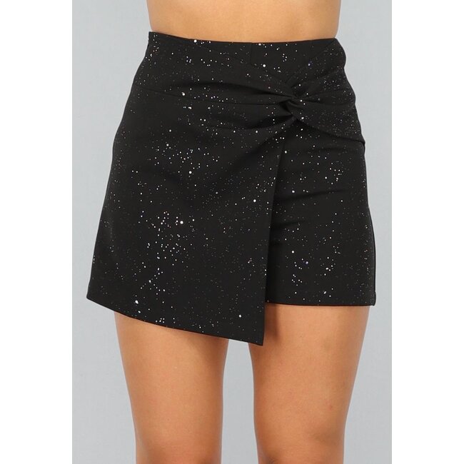 Schwarzer Skort mit Glitzer und Twist-Detail