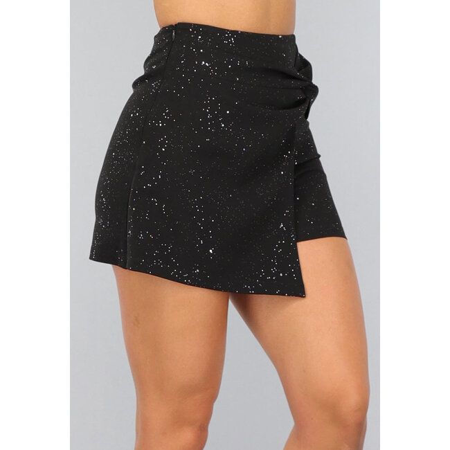 Schwarzer Skort mit Glitzer und Twist-Detail