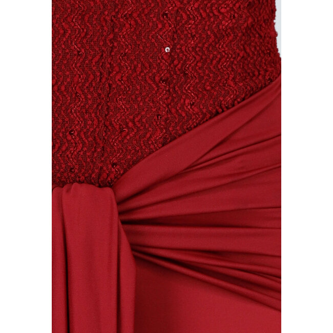 Strapless Korsettkleid in Bordeaux mit Glitzer