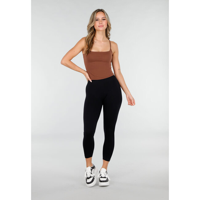 Braunes Spaghetti-Träger-Crop-Top