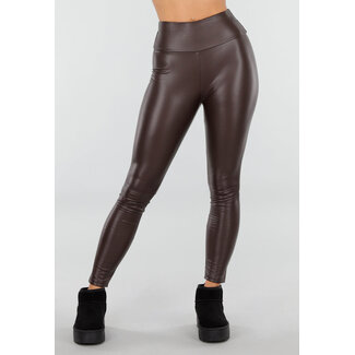 Braune Leggings in Lederoptik