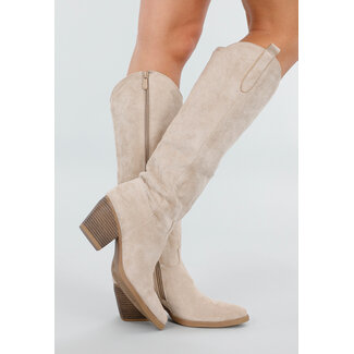 Beige Wildleder Cowboystiefel