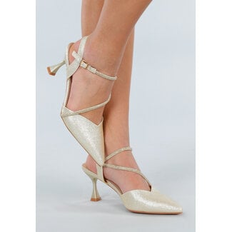 Goldene Glitzer-Pumps