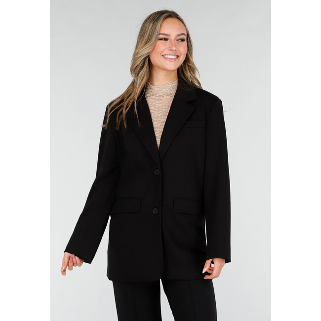 Schwarzer Oversized-Blazer mit Schulterpolstern