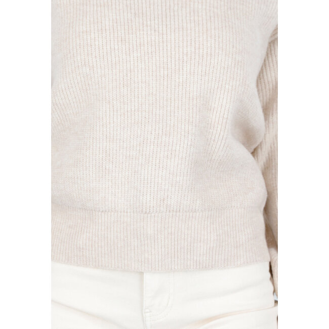 Beige Strickpullover mit offenem Rücken und Satin-Schleifendetail