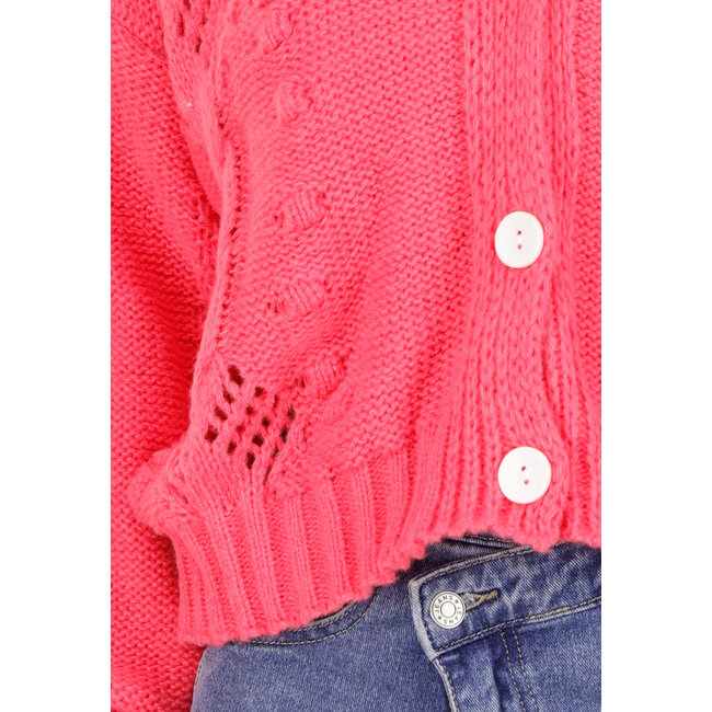 Rosa Strickjacke mit V-Ausschnitt und Knopfleiste