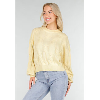 Butter Yellow Strickpullover mit Zopfmuster