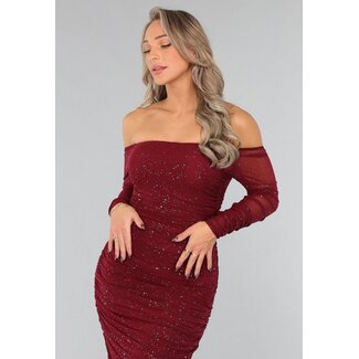 Bordeauxrotes Glitzer-Bodycon-Kleid