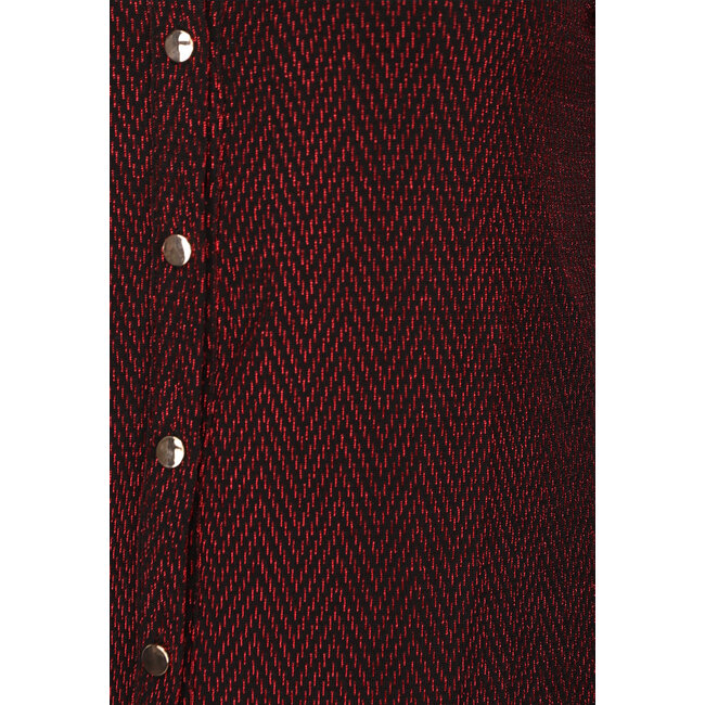 Rote Glitzerbluse mit Zickzack-Muster