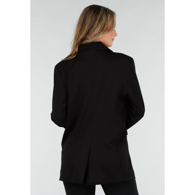 Schwarzer Oversized-Stretchblazer mit Schulterpolstern