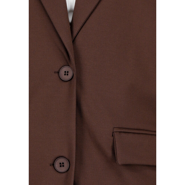 Brauner Oversized-Stretchblazer mit Schulterpolstern
