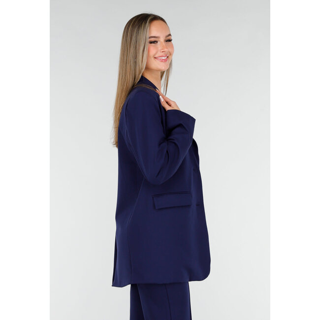 Dunkelblauer Oversized Basic Stretch Blazer