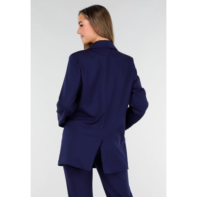 Dunkelblauer Oversized Basic Stretch Blazer