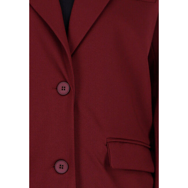 Burgunderfarbener Stretchblazer mit Schulterpolstern