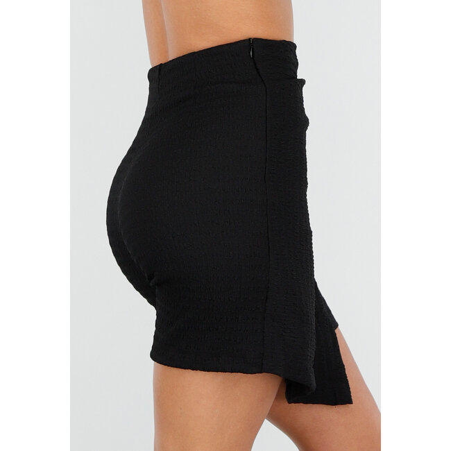Tall Schwarzer Stretch-Skort mit Schleifenverschluss und leicht strukturiertem Material